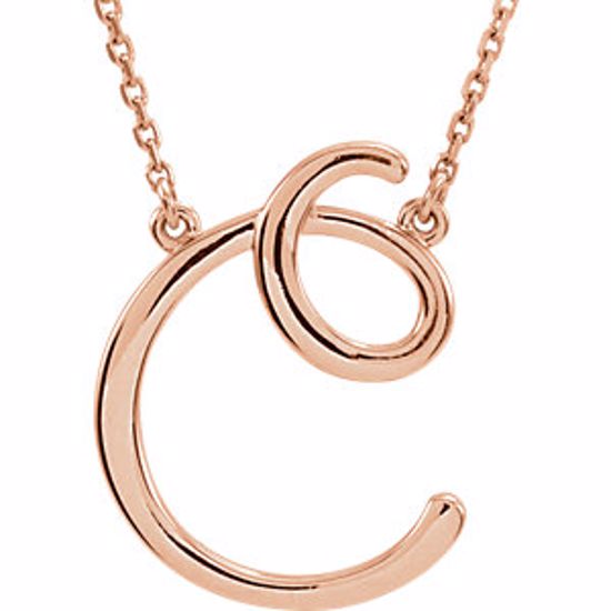 84635:287:P 14kt Rose "C" Script Initial 16" Necklace