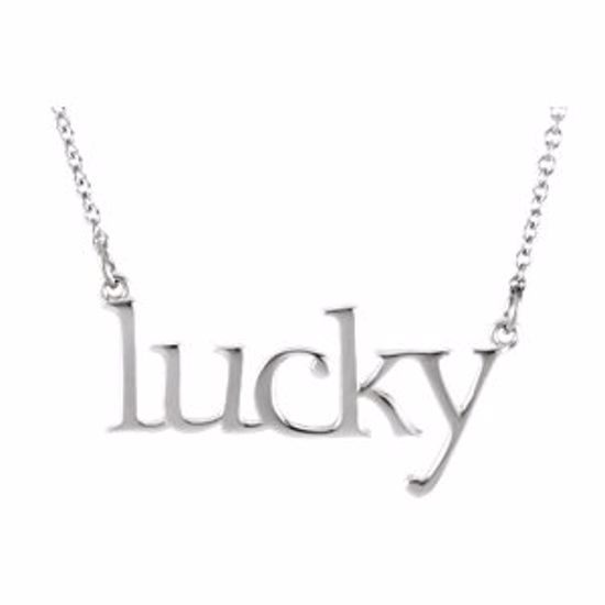 85823:1005:P 14kt White "Lucky" 16.4" Necklace