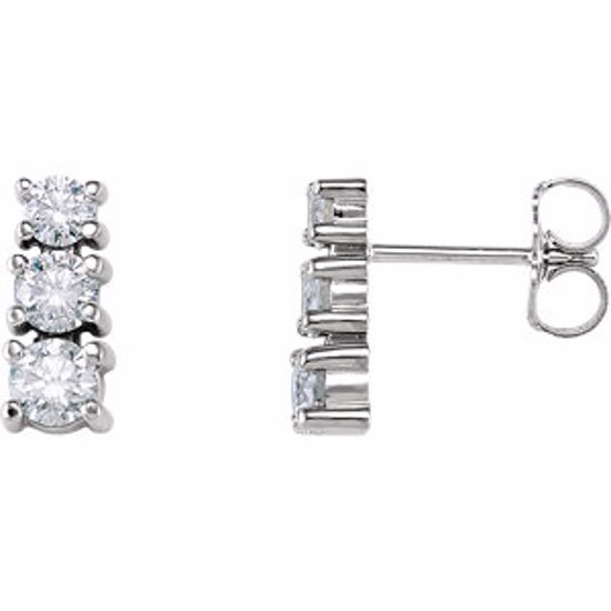 62479:60002:P 14kt White 9/10 CTW Diamond 3 Stone Earrings