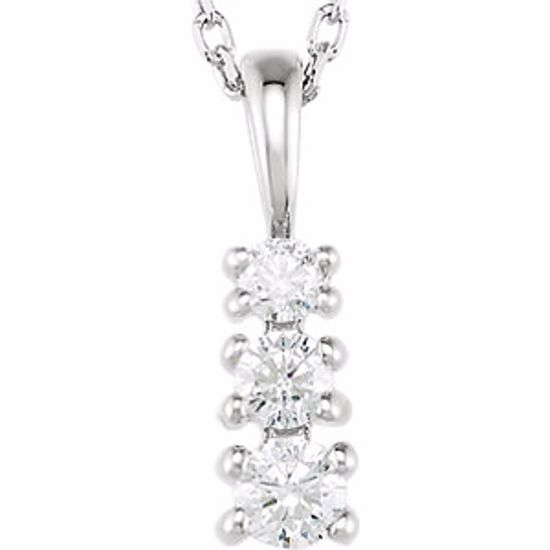 21624:60000:P 14kt White 1/6 CTW Diamond 3-Stone 18" Necklace