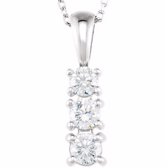 21624:60004:P 14kt White 1/2 CTW Diamond 3-Stone 18" Necklace