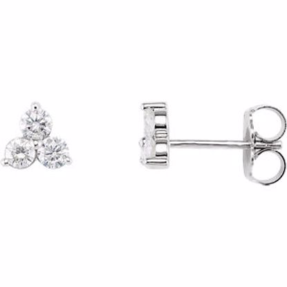 62481:60002:P 14kt White 5/8 CTW Three-Stone Diamond Earrings