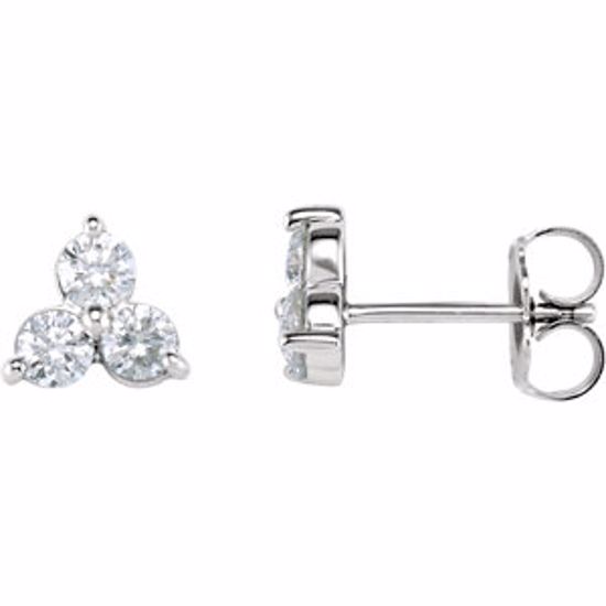 62481:60004:P 14kt White 1 1/5 CTW Three-Stone Diamond Earrings