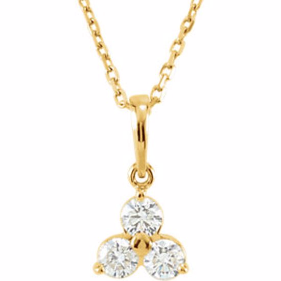 651342:60001:P 14kt Yellow 1/3 CTW Diamond Three-Stone Necklace