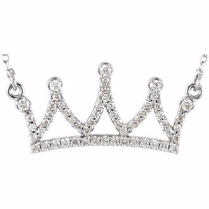 85844:60001:P 14kt White 1/5 CTW Diamond Petite Crown 16.45" Necklace