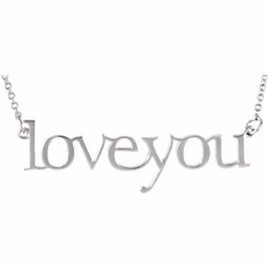 85822:60001:P 14kt White "Love You" 17.5" Necklace