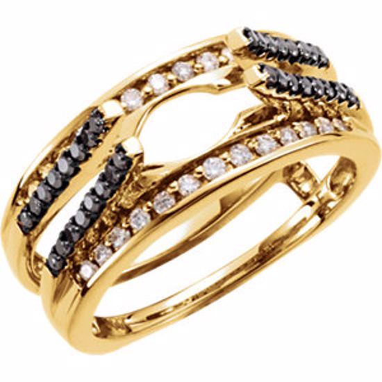 651359:103:P 14kt Yellow 1/2 CTW Black & White Diamond Ring Guard