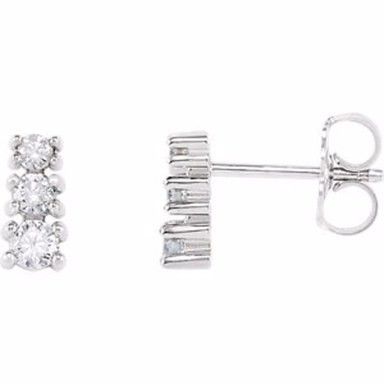 62479:60006:P 14kt White 1/4 CTW Diamond 3 Stone Earrings