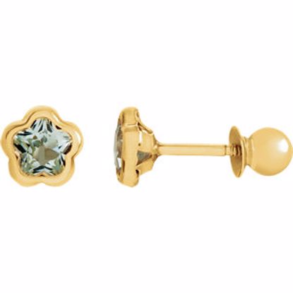 651367:102:P 14kt Yellow March CZ Birthstone Earrings with Screw Backs