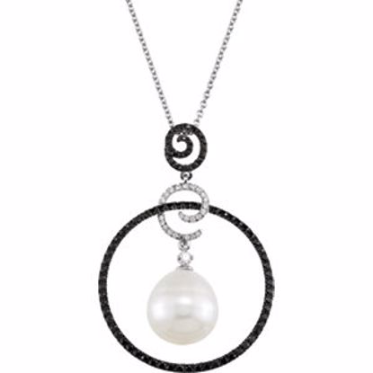 650848:60000:P 14kt White 13mm South Sea Cultured Pearl & 1 1/3 CTW Diamond 18" Necklace