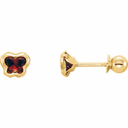 651369:100:P 14kt Yellow January CZ Birthstone Earrings with Screw Backs