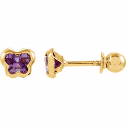 651369:101:P 14kt Yellow February CZ Birthstone Earrings with Screw Backs