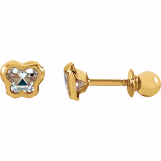 651369:103:P 14kt Yellow April CZ Birthstone Earrings with Screw Backs