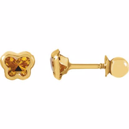 651369:110:P 14kt Yellow November CZ Birthstone Earrings with Screw Backs