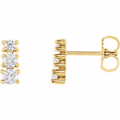 62479:60007:P 14kt Yellow 1/4 CTW Diamond 3 Stone Earrings