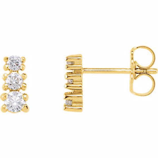 62479:60009:P 14kt Yellow 3/8 CTW Diamond 3 Stone Earrings