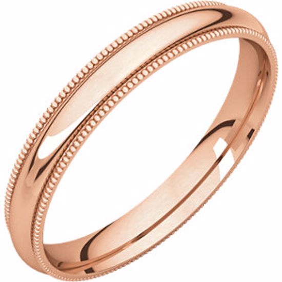 MGR10:1279140:P 10kt Rose 3mm Milgrain Comfort Fit Band