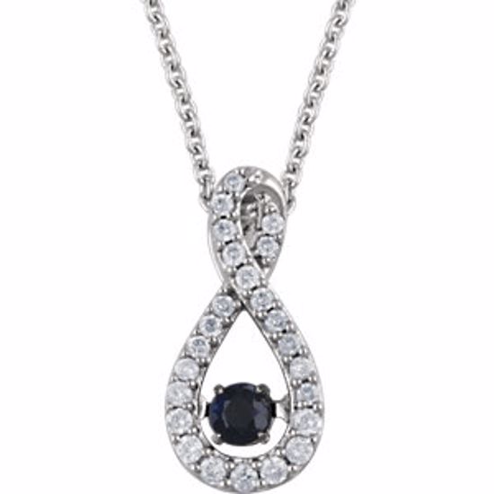 651375:70000:P 14kt White Blue Sapphire & 1/6 CTW Diamond 18" Mystara® Necklace