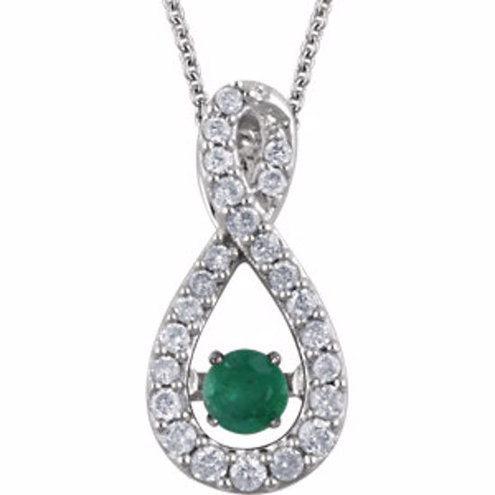 651375:70003:P 14kt White Emerald & 1/6 CTW Diamond 18" Mystara® Necklace