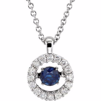 651377:70000:P 14kt White Blue Sapphire & 1/5 CTW Diamond 18" Mystara® Necklace