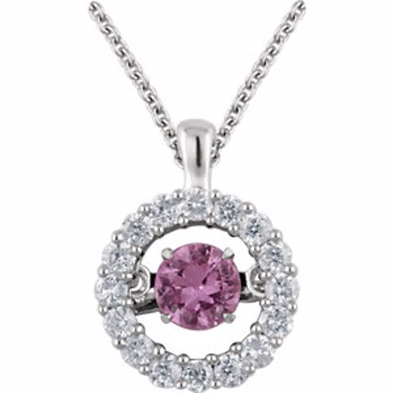 651377:70001:P 14kt White Pink Sapphire & 1/5 CTW Diamond 18" Mystara® Necklace