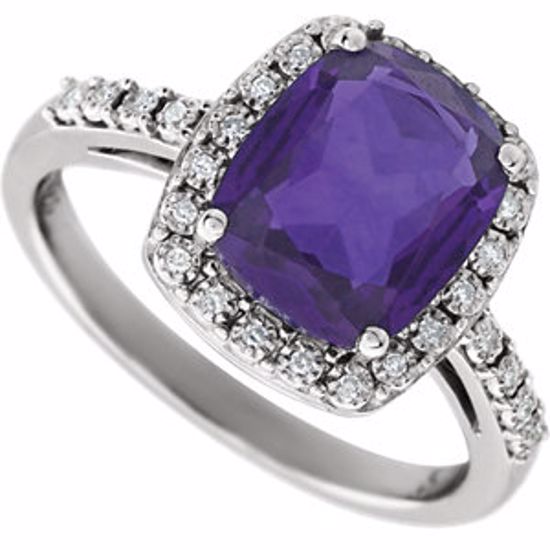 651426:70000:P 14kt White Amethyst & .07 CTW Diamond Ring