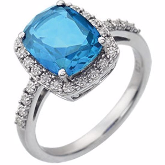 651426:70001:P 14kt White Swiss Blue Topaz & .07 CTW Diamond Ring