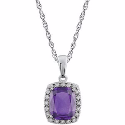 651427:70000:P 14kt White Amethyst & .05 CTW Diamond Necklace