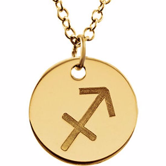 85856:1009:P 14kt Yellow Sagittarius Zodiac Necklace