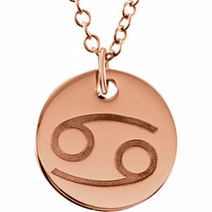 85856:1014:P 14kt Rose Cancer Zodiac Necklace