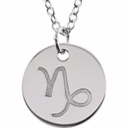 85856:1019:P 14kt White Capricorn Zodiac Necklace