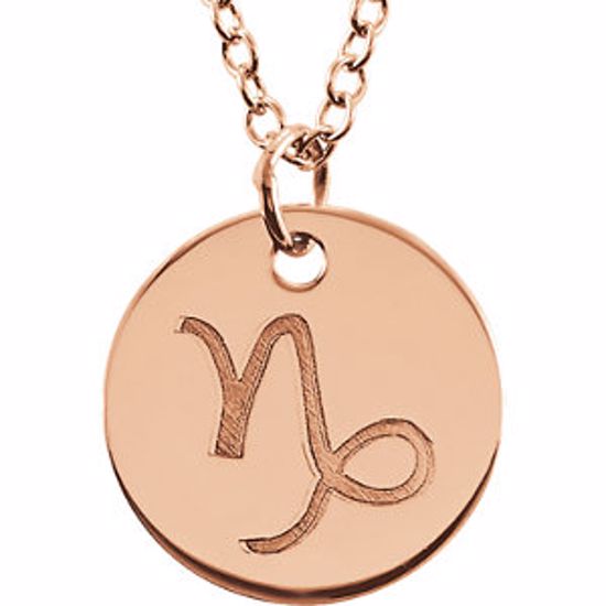 85856:1020:P 14kt Rose Capricorn Zodiac Necklace