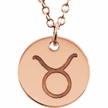 85856:1023:P 14kt Rose Taurus Zodiac Necklace