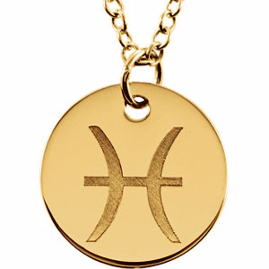 85856:1030:P 14kt Yellow Pisces Zodiac Necklace