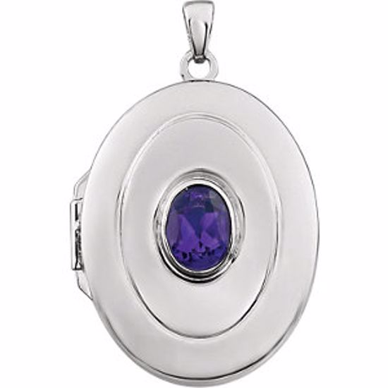 85858:1001:P Sterling Silver Amethyst "February" Birthstone Locket