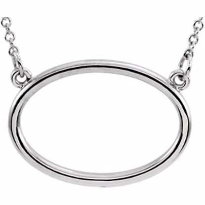 85869:101:P 14kt White Horizontal Oval 16" Necklace