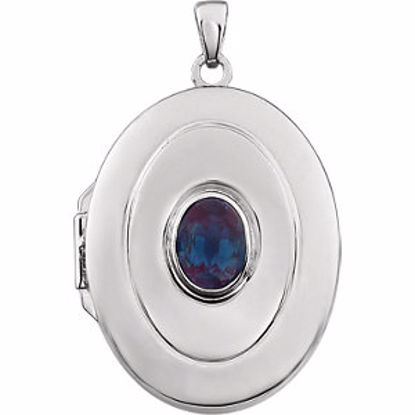 85858:1005:P Sterling Silver Created Alexandrite "June" Birthstone Locket