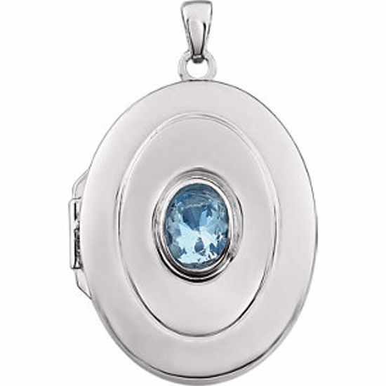 85858:1011:P Sterling Silver Blue Topaz "December" Birthstone Locket