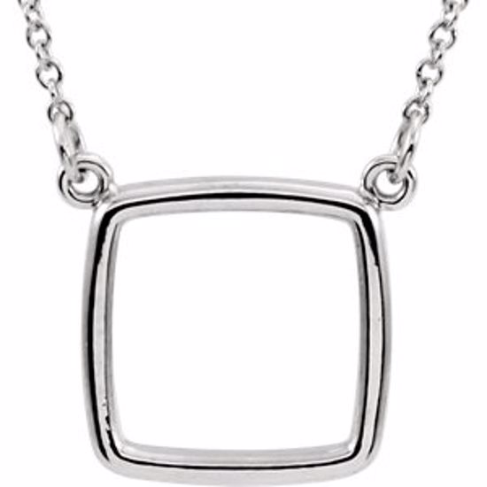 85871:101:P 14kt White Cushion Square 16" Necklace