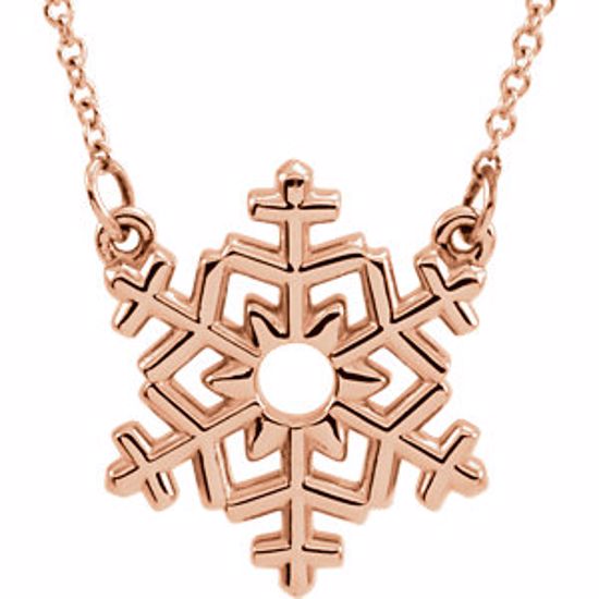 85876:102:P 14kt Rose Snowflake 16" Necklace