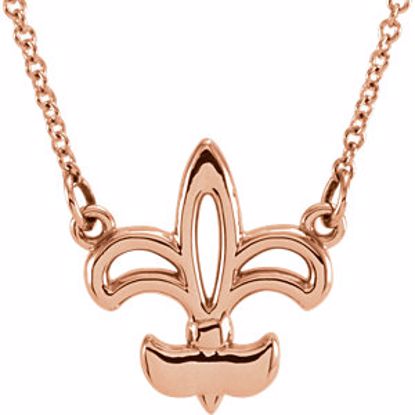 85878:102:P 14kt Rose Fleur-De-Lis 16" Necklace