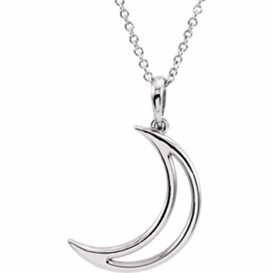 85880:101:P 14kt White Cresent Moon 16" Necklace