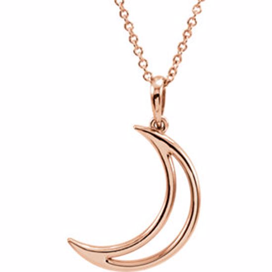 85880:102:P 14kt Rose Cresent Moon 16" Necklace