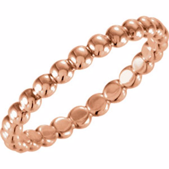 51090:1011:P 14kt Rose 2.5mm Beaded Stackable Ring Size 6