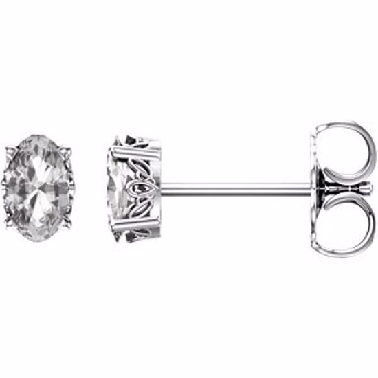 1920:106:P 14kt White White Sapphire Earrings