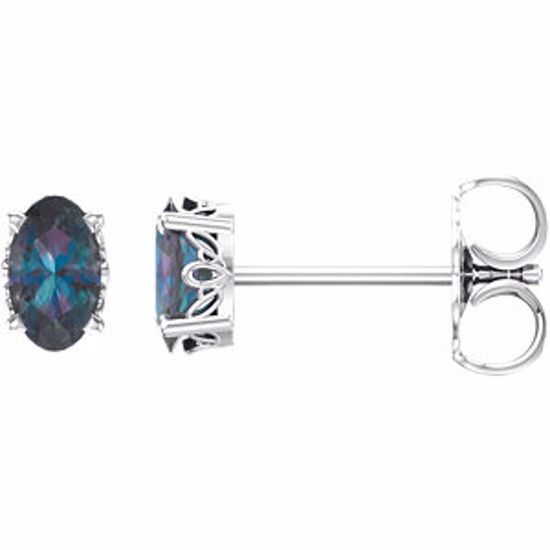 1920:110:P 14kt White Chatham® Created Alexandrite Earrings