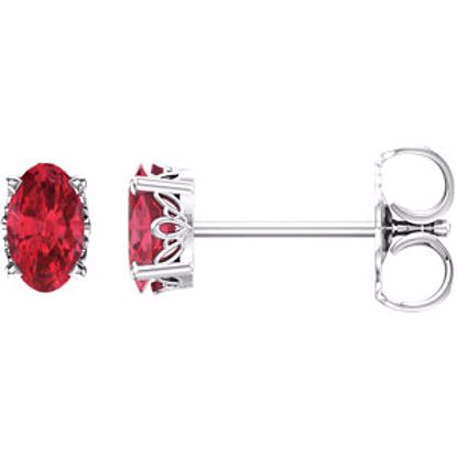 1920:112:P 14kt White Chatham® Created Ruby Earrings