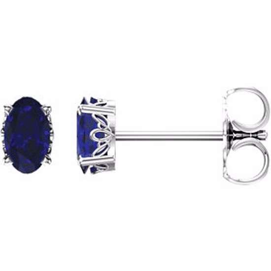 1920:116:P 14kt White Chatham® Created Blue Sapphire Earrings