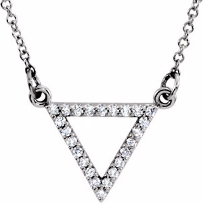 85864:101:P 14kt White 1/8 CTW Diamond Triangle 16" Necklace