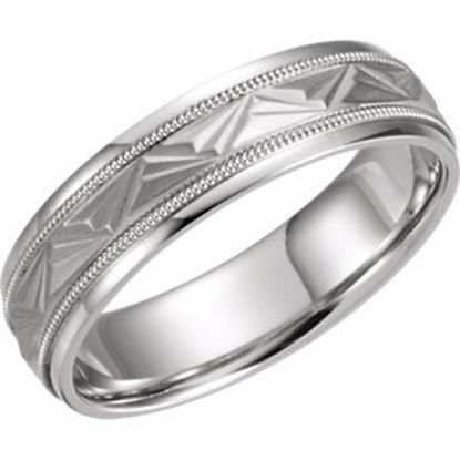 50152:222056:P Sterling Silver 6mm Comfort Fit Design Band Size 10.00